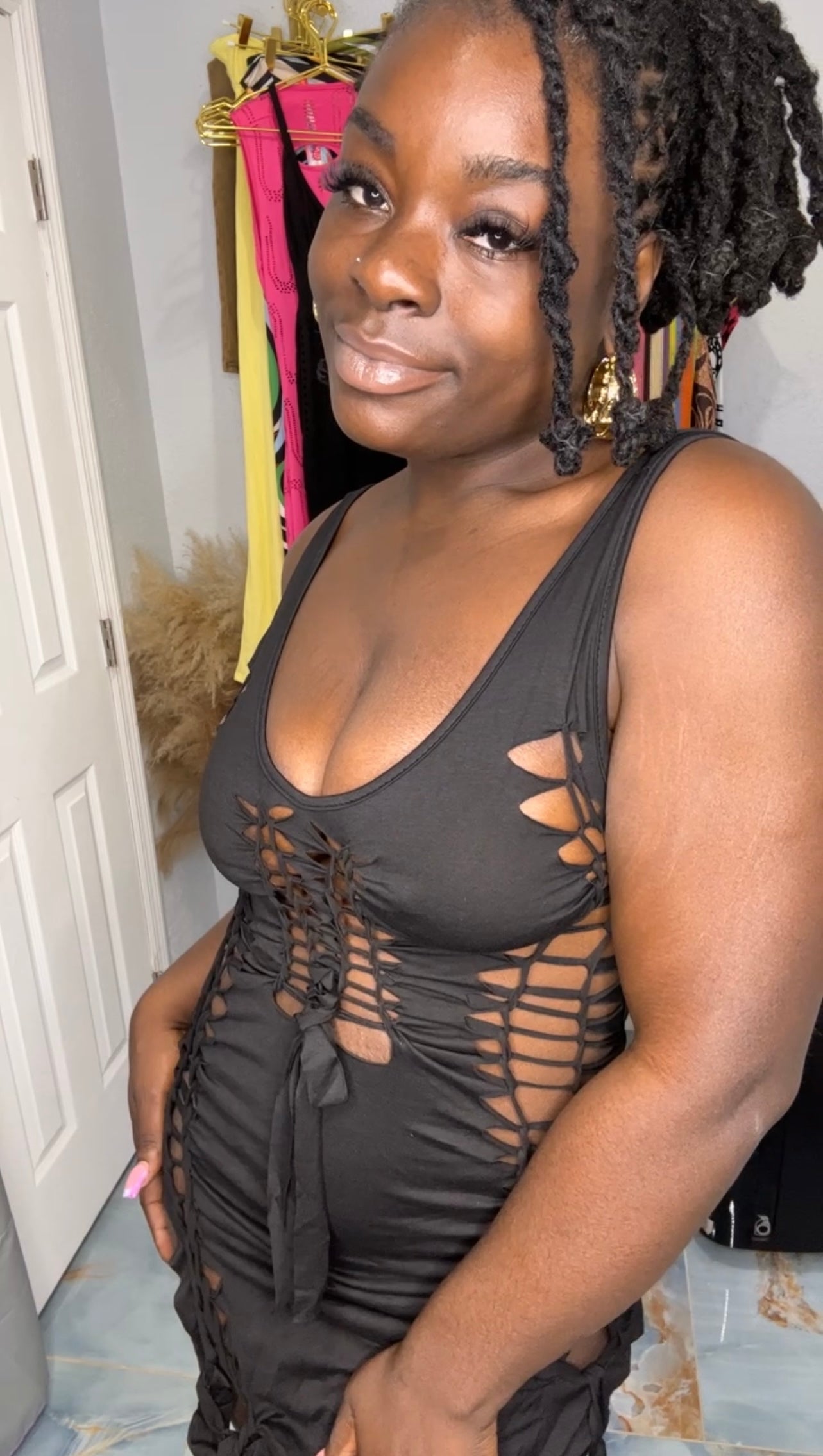 Hollow Out Mini Dress
